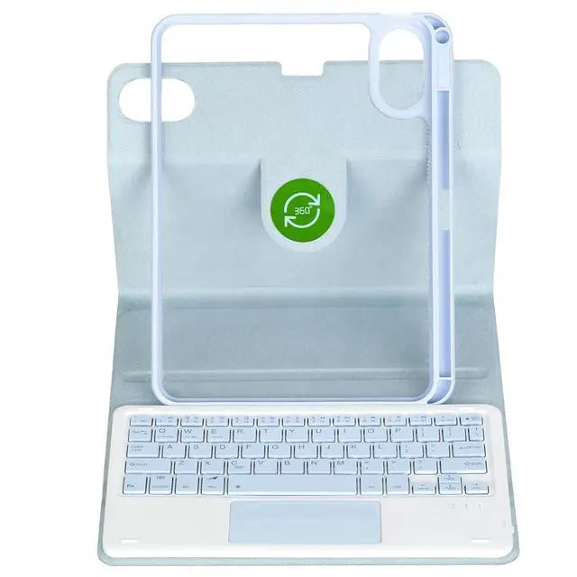 Alt view image 5 of 7 - 360° Rotating Keyboard Case for Xiaomi Redmi Pad 2 11 Inch 2025, Detachable Rechargeable English Keyboard with Trackpad, Built-in Pencil Holder, Horizontal & Vertical Stand Folio Cover,Sky Blue