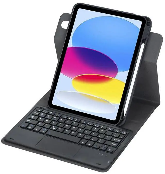Alt view image 3 of 7 - Detachable Rechargeable English Keyboard Folio with Trackpad & Pencil Slot, 360° Rotatable Cover Supports Horizontal & Vertical Viewing Compatible with iPad 9.7 Inch 5th & 6th Generation(Black)
