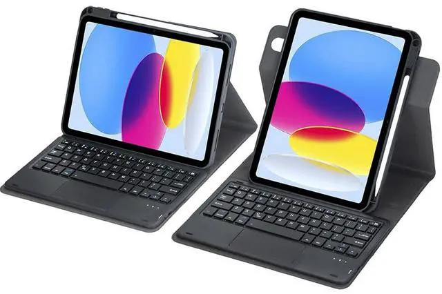 Alt view image 4 of 7 - Detachable Rechargeable English Keyboard Folio with Trackpad & Pencil Slot, 360° Rotatable Cover Supports Horizontal & Vertical Viewing Compatible with iPad 9.7 Inch 5th & 6th Generation(Black)