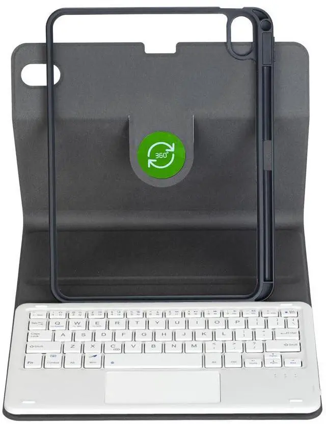 Alt view image 5 of 7 - Detachable Rechargeable English Keyboard Folio with Trackpad & Pencil Slot, 360° Rotatable Cover Supports Horizontal & Vertical Viewing Compatible with iPad 9.7 Inch 5th & 6th Generation(Black White)