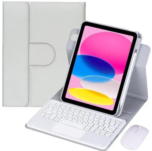 Main image of 360° Rotatable Detachable Rechargeable Keyboard Case with Trackpad & Pencil Slot, Horizontal & Vertical Stand Cover for iPad A16 2025 / iPad 11th Generation, Gray