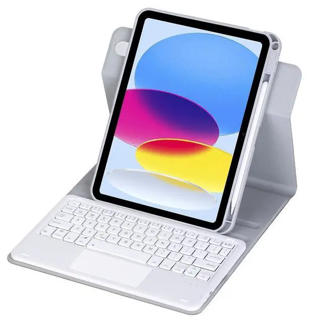 Alt view image 3 of 7 - 360° Rotatable Detachable Rechargeable Keyboard Case with Trackpad & Pencil Slot, Horizontal & Vertical Stand Cover for iPad A16 2025 / iPad 11th Generation, Gray