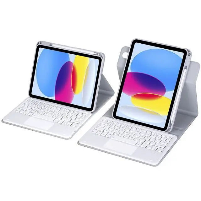 Alt view image 4 of 7 - 360° Rotatable Detachable Rechargeable Keyboard Case with Trackpad & Pencil Slot, Horizontal & Vertical Stand Cover for iPad A16 2025 / iPad 11th Generation, Gray