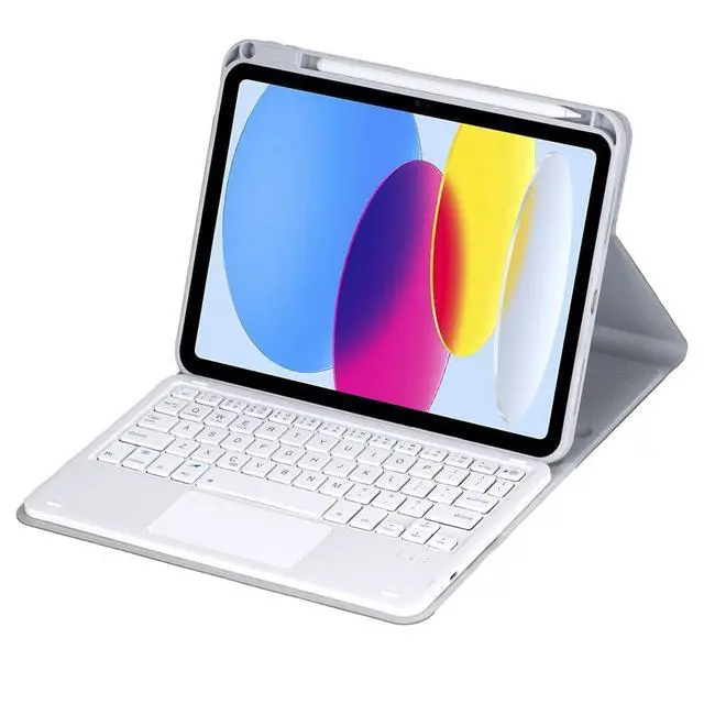 Alt view image 2 of 7 - 360° Rotatable Detachable Rechargeable Keyboard Case with Trackpad & Pencil Slot, Horizontal & Vertical Stand Cover for iPad A16 2025 / iPad 11th Generation, Gray