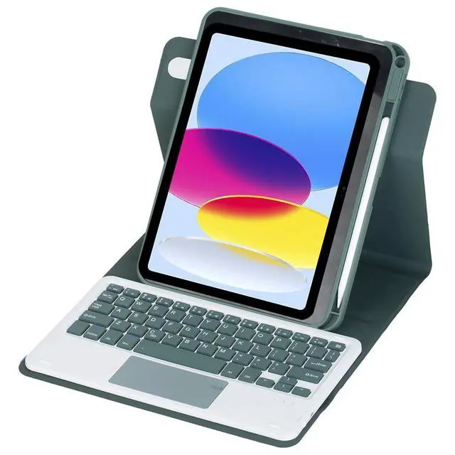 Alt view image 3 of 7 - 360° Rotatable Detachable Rechargeable Keyboard Case with Trackpad & Pencil Slot, Horizontal & Vertical Stand Cover for iPad A16 2025 / iPad 11th Generation, Green