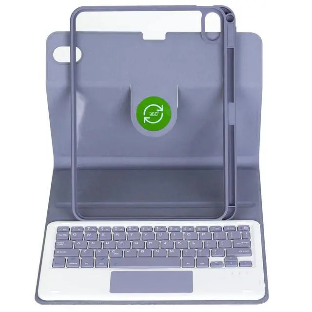 Alt view image 5 of 7 - 360° Rotatable Detachable Rechargeable Keyboard Case with Trackpad & Pencil Slot, Horizontal & Vertical Stand Cover for iPad A16 2025 / iPad 11th Generation, Lavender Gray