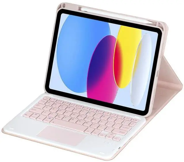 Alt view image 2 of 7 - 360° Rotatable Detachable Rechargeable Keyboard Case with Trackpad & Pencil Slot, Horizontal & Vertical Stand Cover for iPad A16 2025 / iPad 11th Generation, Pink