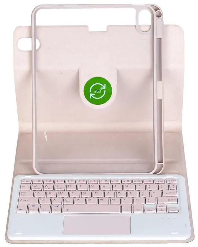 Alt view image 5 of 7 - 360° Rotatable Detachable Rechargeable Keyboard Case with Trackpad & Pencil Slot, Horizontal & Vertical Stand Cover for iPad A16 2025 / iPad 11th Generation, Pink