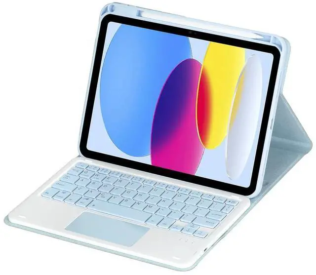 Alt view image 2 of 7 - 360° Rotatable Detachable Rechargeable Keyboard Case with Trackpad & Pencil Slot, Horizontal & Vertical Stand Cover for iPad A16 2025 / iPad 11th Generation, Sky Blue