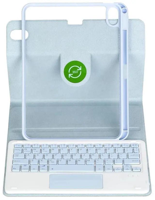 Alt view image 5 of 7 - 360° Rotatable Detachable Rechargeable Keyboard Case with Trackpad & Pencil Slot, Horizontal & Vertical Stand Cover for iPad A16 2025 / iPad 11th Generation, Sky Blue