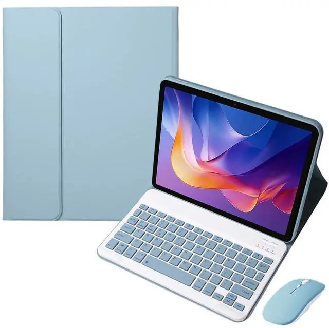 Main image of Detachable Rechargeable Stand Keyboard Case with English Keyboard & Mouse for 11 Inch Xiaomi Redmi Pad 2 2025, Misty Blue