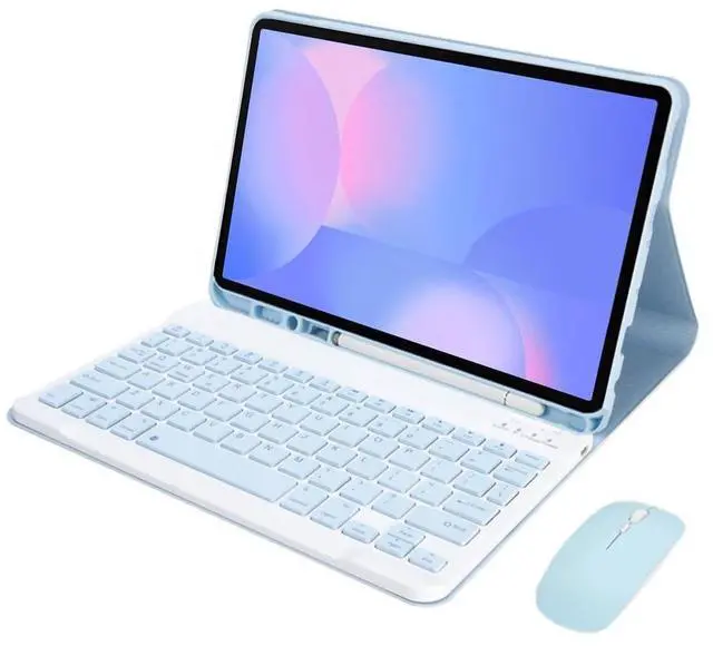 Main image of Detachable Rechargeable Wireless Bluetooth Keyboard & Mouse Stand Case with Pencil Slot for 13.1 inch Samsung Galaxy Tab S10 FE+ / S10 FE Plus (SM-X620/X626B), US English Layout, Sky Blue