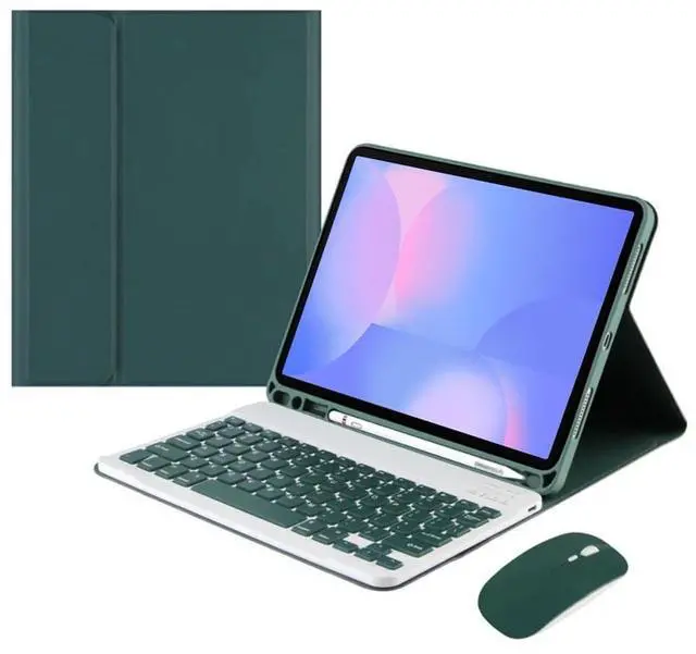 Main image of Detachable Rechargeable Wireless Bluetooth Keyboard & Mouse Stand Case with Pencil Slot for 13.1 inch Samsung Galaxy Tab S10 FE+ / S10 FE Plus (SM-X620/X626B), US English Layout, Green
