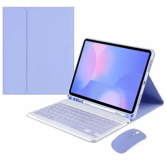 Main image of Detachable Rechargeable Wireless Bluetooth Keyboard & Mouse Stand Case with Pencil Slot for 13.1 inch Samsung Galaxy Tab S10 FE+ / S10 FE Plus (SM-X620/X626B), US English Layout, Purple