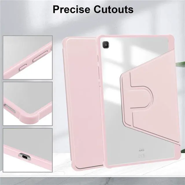 Alt view image 4 of 7 - 360° Rotatable Hard Clear Back Tablet Cover with Auto Sleep/Wake, Pencil Slot & Horizontal/Vertical Stand for 10.4-inch Samsung Galaxy Tab S6 Lite (2020/2022/2024), Pink