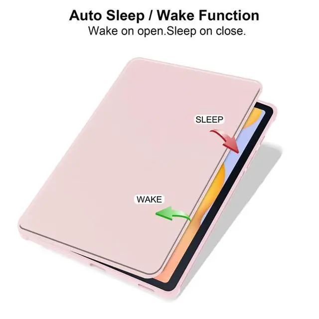 Alt view image 6 of 7 - 360° Rotatable Hard Clear Back Tablet Cover with Auto Sleep/Wake, Pencil Slot & Horizontal/Vertical Stand for 10.4-inch Samsung Galaxy Tab S6 Lite (2020/2022/2024), Pink