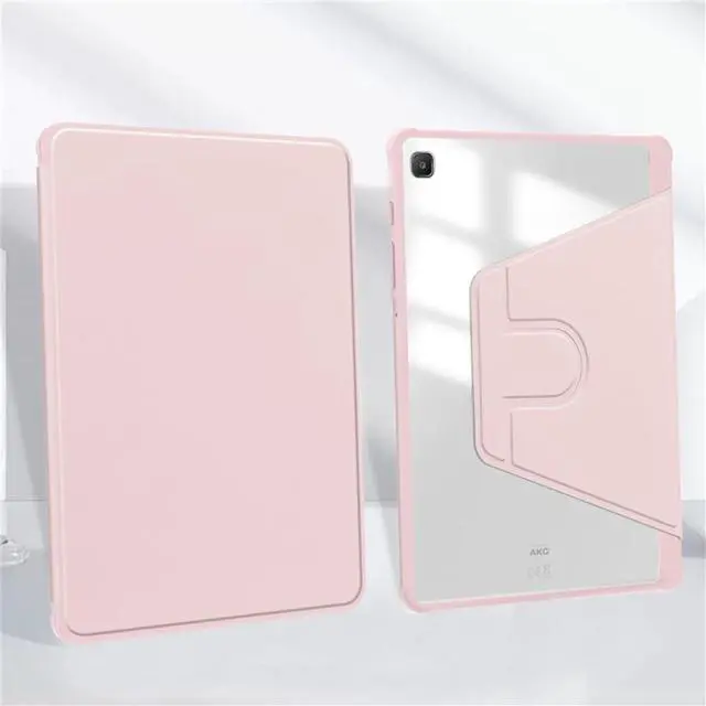 Alt view image 3 of 7 - 360° Rotatable Hard Clear Back Tablet Cover with Auto Sleep/Wake, Pencil Slot & Horizontal/Vertical Stand for 10.4-inch Samsung Galaxy Tab S6 Lite (2020/2022/2024), Pink
