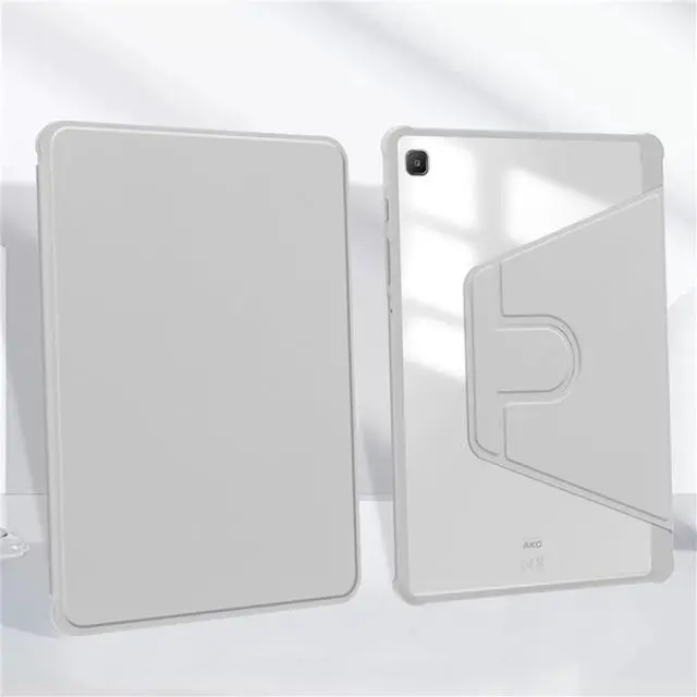 Alt view image 3 of 6 - 360° Rotatable Hard Clear Back Tablet Cover with Auto Sleep/Wake, Pencil Slot & Horizontal/Vertical Stand for 10.4-inch Samsung Galaxy Tab S6 Lite (2020/2022/2024), Gray