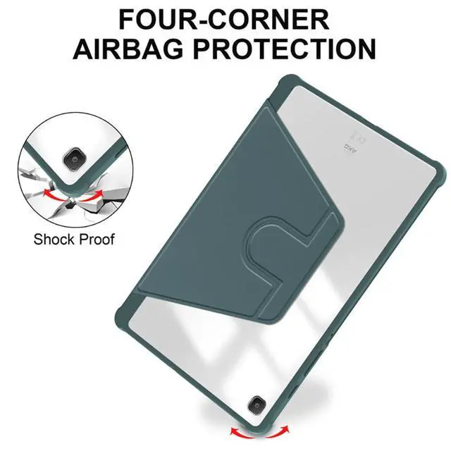Alt view image 5 of 6 - 360° Rotatable Hard Clear Back Tablet Cover with Auto Sleep/Wake, Pencil Slot & Horizontal/Vertical Stand for 10.4-inch Samsung Galaxy Tab S6 Lite (2020/2022/2024), Green