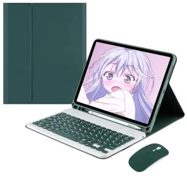 Main image of Detachable Wireless Bluetooth Keyboard & Mouse Combo Case with Pencil Slot & Adjustable Stand for 11-inch Samsung Galaxy Tab A9+ / A9 Plus (SM-X210/SM-X216/SM-X218), Green