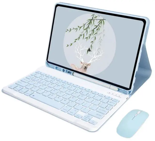Main image of Detachable Wireless Bluetooth Keyboard & Mouse Combo Case with Pencil Slot & Adjustable Stand for 11-inch Samsung Galaxy Tab A9+ / A9 Plus (SM-X210/SM-X216/SM-X218), Sky Blue