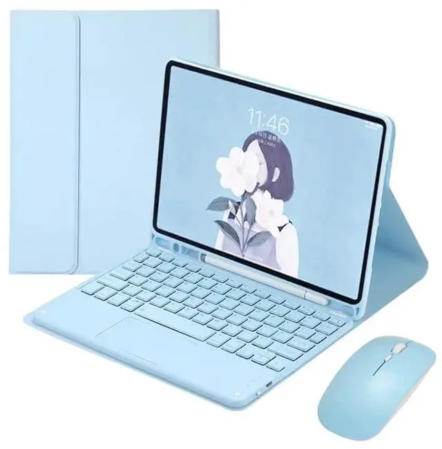 Main image of Detachable Rechargeable Trackpad Keyboard & Mouse Combo Case with Pencil Holder & Adjustable Stand for Samsung Galaxy Tab A7 10.4 Inch (SM-T500/T503/T505/T507/T509)(Sky Blue)