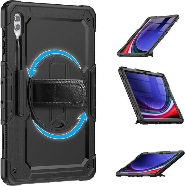 Alt view image 7 of 7 - Heavy Duty Shockproof Protective Case with Screen Protector, 360° Rotating Stand, Hand & Shoulder Strap for Samsung Galaxy Tab S10 Ultra 14.6'' / S9 Ultra / S8 Ultra, Purple