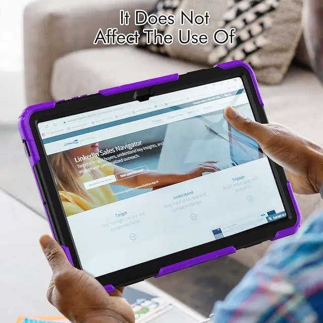 Alt view image 6 of 7 - Heavy Duty Shockproof Protective Case with Screen Protector, 360° Rotating Stand, Hand & Shoulder Strap for Samsung Galaxy Tab S10 Ultra 14.6'' / S9 Ultra / S8 Ultra, Purple