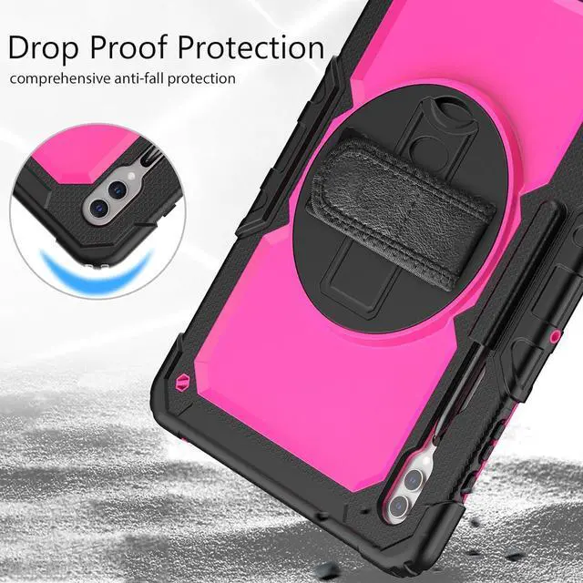 Alt view image 6 of 7 - Heavy Duty Shockproof Protective Case with Screen Protector, 360° Rotating Stand, Hand & Shoulder Strap for Samsung Galaxy Tab S10 Ultra 14.6'' / S9 Ultra / S8 Ultra, RosePC
