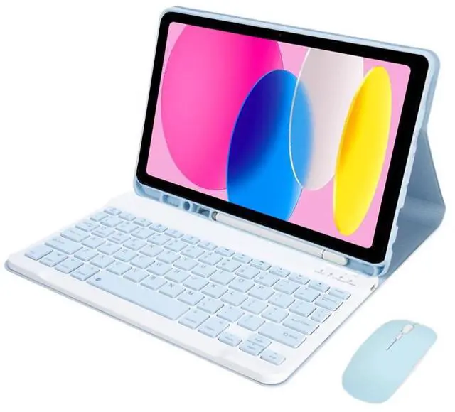 Main image of Detachable Rechargeable Bluetooth Keyboard & Mouse Case with Pencil Slot & Stand, US English Layout for iPad A16 2025 / iPad 11th Generation 11 Inch (Sky Blue)