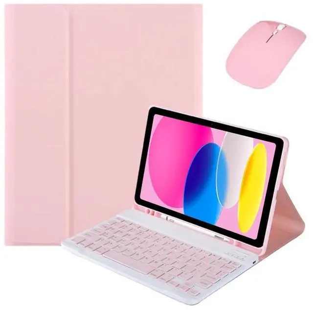 Main image of Detachable Rechargeable Bluetooth Keyboard & Mouse Case with Pencil Slot & Stand, US English Layout for iPad A16 2025 / iPad 11th Generation 11 Inch (Pink)