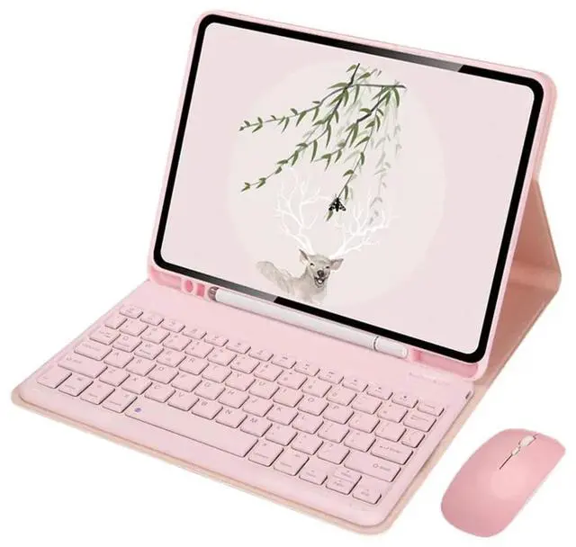 Main image of Detachable English Keyboard & Mouse Folio Case with Pencil Holder & Adjustable Stand for Samsung Galaxy Tab A8 10.5 Inch (SM-X200/X205/X207) (Pink)