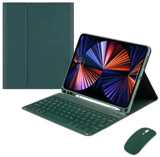 Main image of Detachable English Layout Keyboard & Mouse Folio Stand Case with Pencil Holder for Samsung Galaxy Tab A7 10.4 Inch 2020/2022 (SM-T500/T503/T505/T507/T509) (Green)