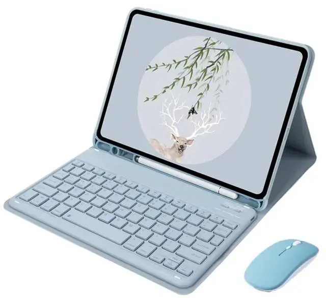 Main image of Detachable English Layout Keyboard & Mouse Folio Stand Case with Pencil Holder for Samsung Galaxy Tab A7 10.4 Inch 2020/2022 (SM-T500/T503/T505/T507/T509) (Misty blue)