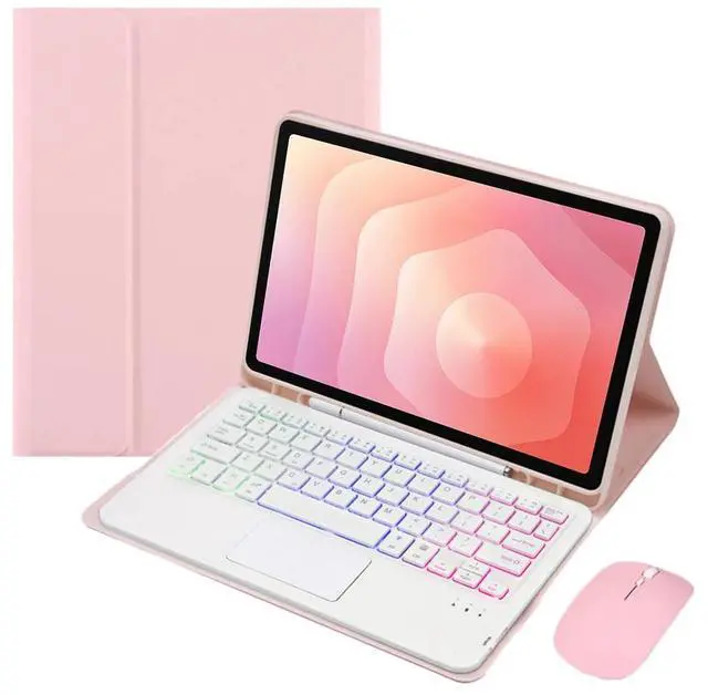 Main image of Detachable Rechargeable Bluetooth Rainbow Backlit Trackpad Keyboard Case with Pencil Slot & Adjustable Stand for Samsung Galaxy Tab S11 11 Inch (SM-X730/SM-X736B) (Pink)