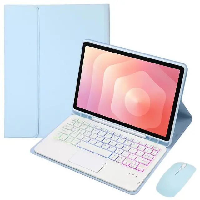 Main image of Detachable Rechargeable Bluetooth Rainbow Backlit Trackpad Keyboard Case with Pencil Slot & Adjustable Stand for Samsung Galaxy Tab S11 11 Inch (SM-X730/SM-X736B) (Sky Blue)