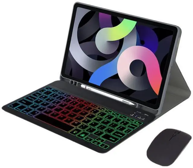 Main image of Rainbow Backlit Detachable Keyboard Case with Pencil Slot & Adjustable Stand Cover for Samsung Galaxy Tab A7 10.4 Inch 2020/2022 (SM-T500/T505/T507/T509) (Black)