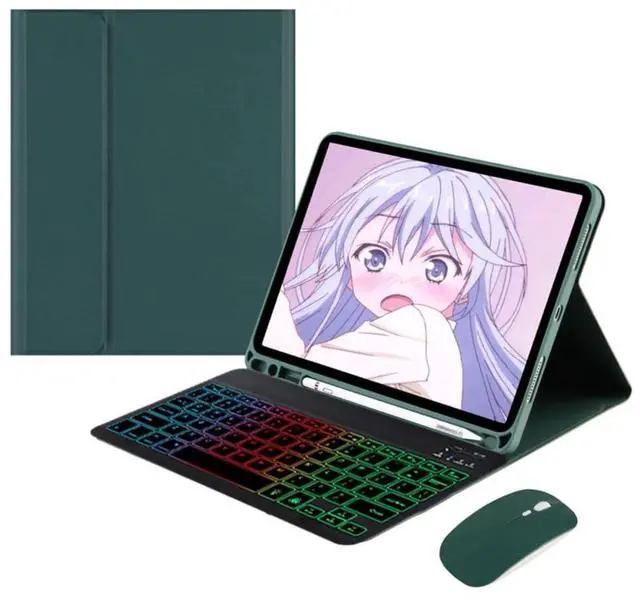 Main image of Rainbow Backlit Detachable Keyboard Case with Pencil Slot & Adjustable Stand Cover for Samsung Galaxy Tab A7 10.4 Inch 2020/2022 (SM-T500/T505/T507/T509) (Green)