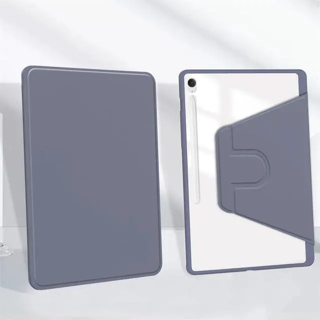 Alt view image 5 of 5 - 360° Rotating Clear Acrylic Case for Samsung Tab S10 FE+ 13.1" (SM-X620/X626B), Hard Transparent Back, Horizontal & Vertical Rotatable Stand, Pencil Holder, Lavender Gray