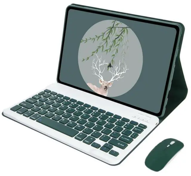Main image of Detachable Bluetooth Keyboard & Mouse Case for 12.1 Inch Tablet 2024, English Layout Wireless Keyboard Stand Cover, Green