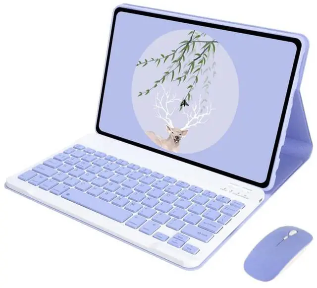 Main image of Detachable Bluetooth Keyboard & Mouse Case for 12.1 Inch Tablet 2024, English Layout Wireless Keyboard Stand Cover, Purple