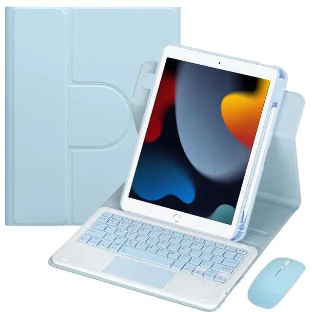 Main image of 360 Rotating Keyboard Folio for iPad Air 3 2019 & iPad Pro 10.5", Detachable Rechargeable English Keyboard with Trackpad, Pencil Holder, Portrait Landscape Stand(Sky Blue)
