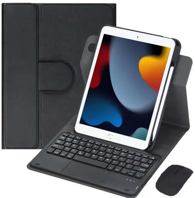 Main image of 360 Rotating Keyboard Folio for iPad Air 3 2019 & iPad Pro 10.5", Detachable Rechargeable English Keyboard with Trackpad, Pencil Holder, Portrait Landscape Stand (Black)