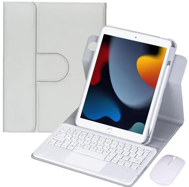 Main image of 10.2 Inch iPad 7/8/9 Gen 360 Rotating Keyboard Case with Trackpad, Detachable English Rechargeable Keypad Cover with Stylus Holder(Gray)