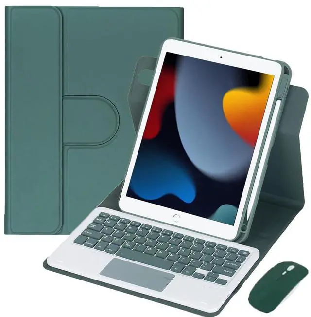 Main image of 360 Rotating Keyboard Folio for iPad Air 3 2019 & iPad Pro 10.5", Detachable Rechargeable English Keyboard with Trackpad, Pencil Holder, Portrait Landscape Stand (Green)