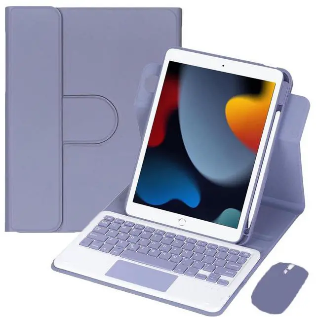 Main image of 360 Rotating Keyboard Folio for iPad Air 3 2019 & iPad Pro 10.5", Detachable Rechargeable English Keyboard with Trackpad, Pencil Holder, Portrait Landscape Stand (Lavender Gray)