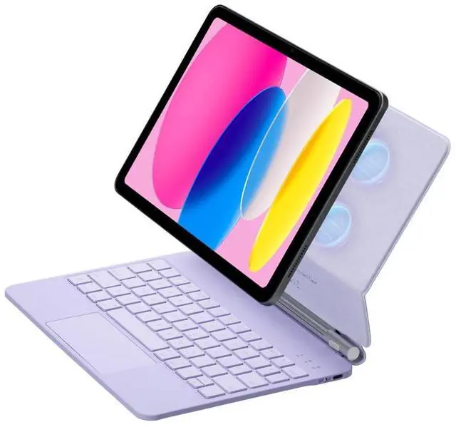 Main image of Magic Backlit Trackpad Keyboard Magnetic Case for iPad A16 2025 / iPad 11 Gen 11" A3355/A3356/A3354, Rechargeable US English Keypad(Purple)