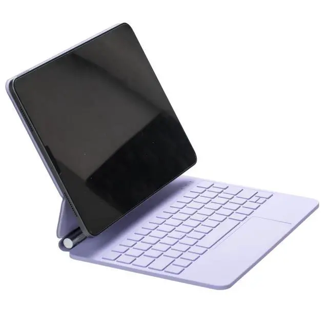 Alt view image 3 of 7 - Magic Backlit Trackpad Keyboard Magnetic Case for iPad A16 2025 / iPad 11 Gen 11" A3355/A3356/A3354, Rechargeable US English Keypad(Purple)