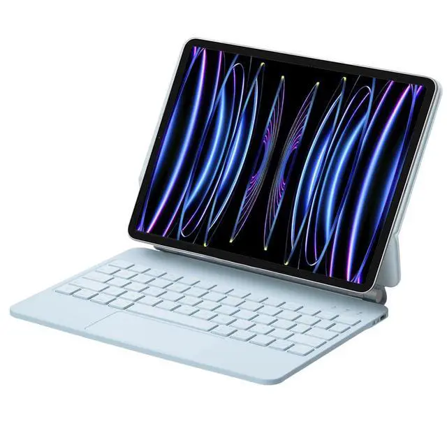 Alt view image 3 of 7 - Magic Backlit Trackpad Keyboard Magnetic Case for iPad A16 2025 / iPad 11 Gen 11" A3355/A3356/A3354, Rechargeable US English Keypad (Blue)