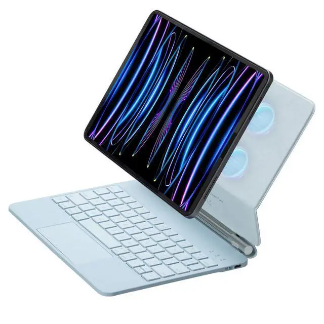 Alt view image 5 of 7 - Magic Backlit Trackpad Keyboard Magnetic Case for iPad A16 2025 / iPad 11 Gen 11" A3355/A3356/A3354, Rechargeable US English Keypad (Blue)